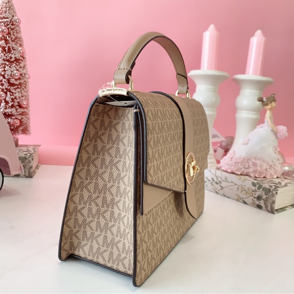 Final Sale!!! 👜 MICHAEL KORS 🌺 Greenwich Medium Logo Satchel - Picture 3 of 14